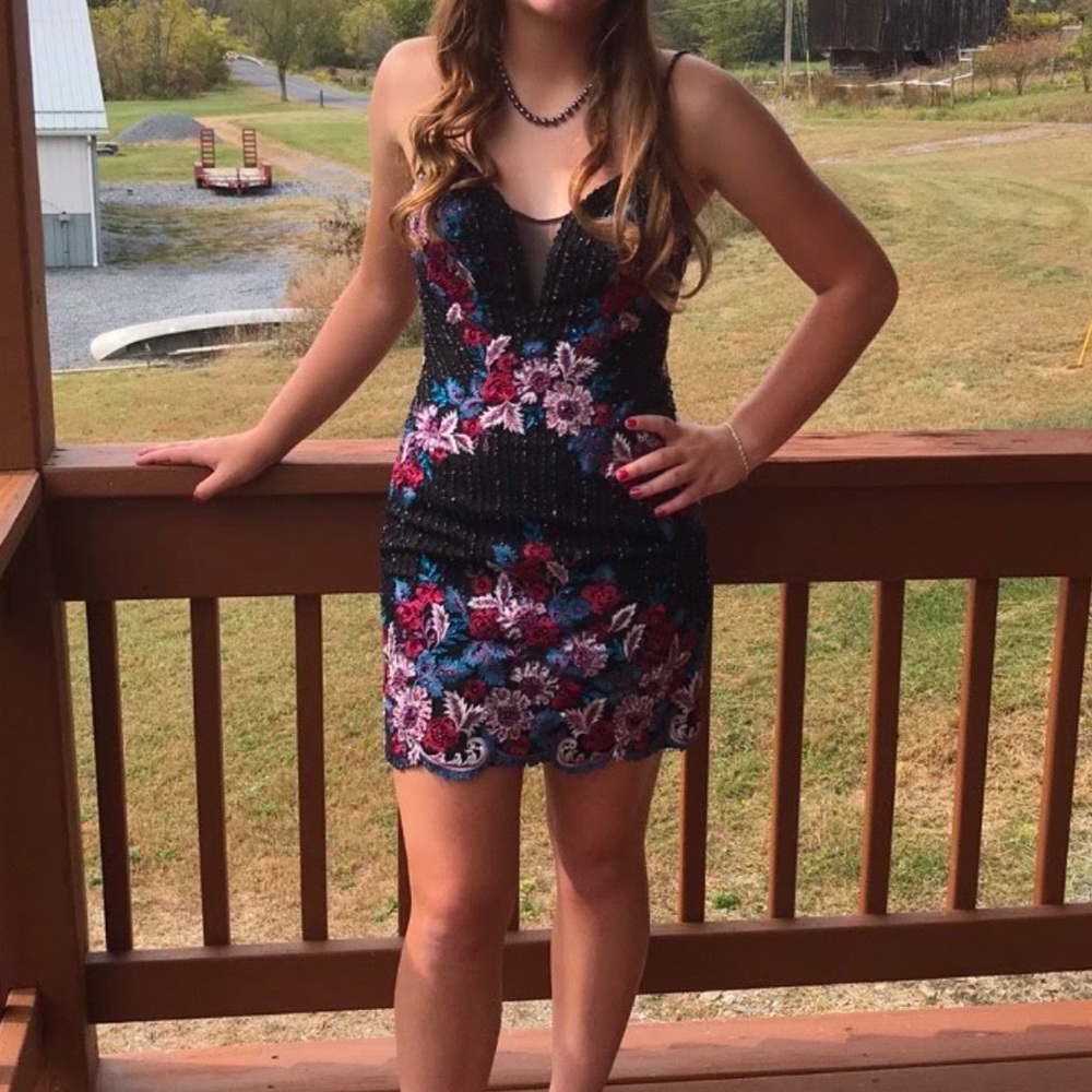 Black Floral Homecoming Dress